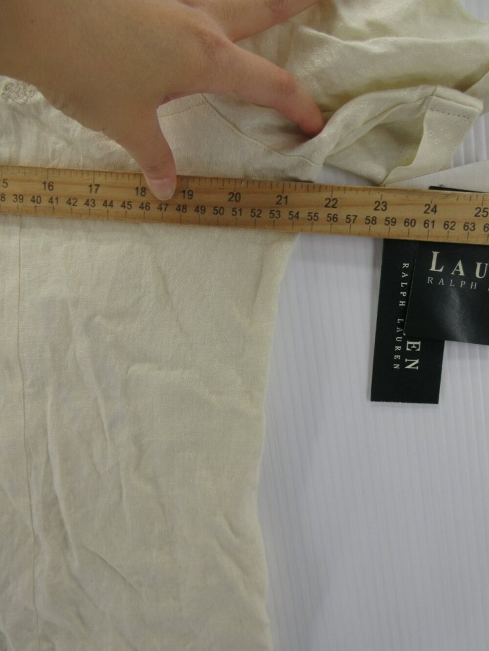 VTG Lauren Ralph Lauren Top Large White Linen Shirt Loop Collar NEW - Picture 7 of 13